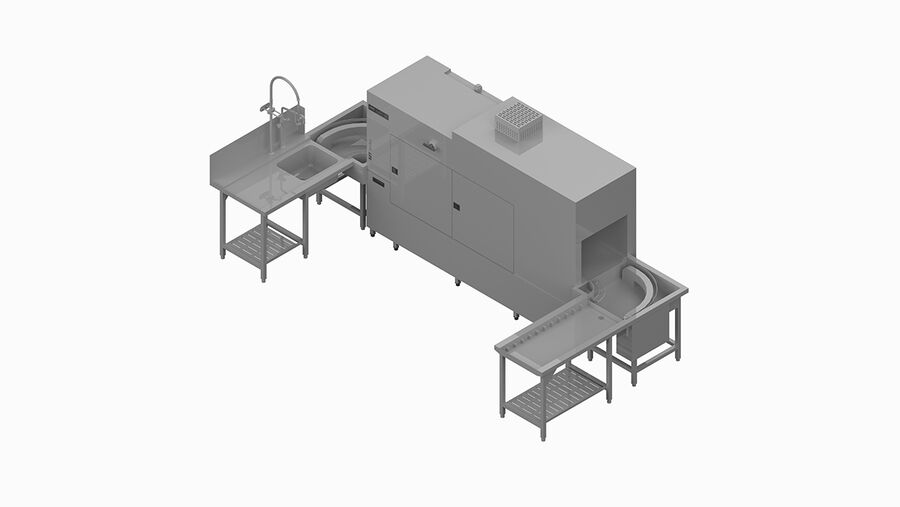 Lave-vaisselle à avancement automatique de casiers MTR Winterhalter, Exemple de planification